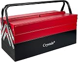 Crystals Tool Box Organiser 3 Level Cantilever with 5 Trays Red Black 47cm view 1