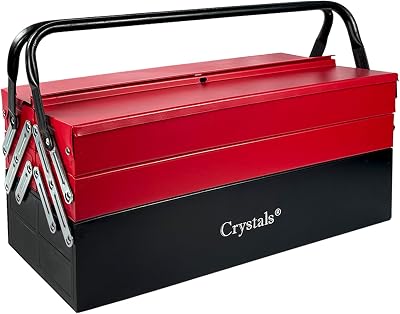 Crystals Tool Box Organiser 3 Level Cantilever with 5 Trays Red Black 47cm