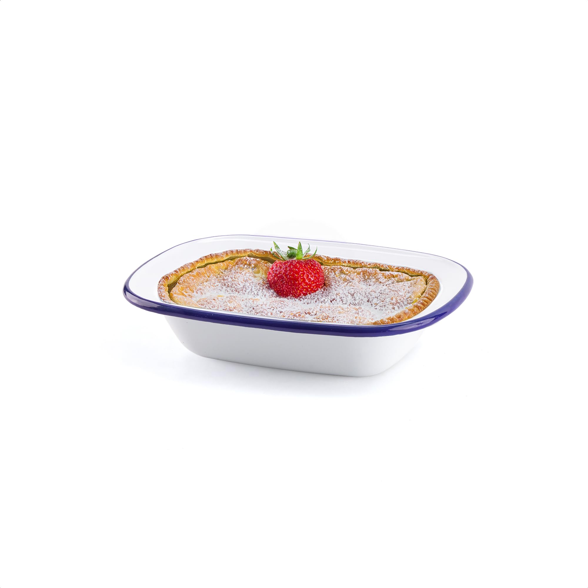 WINSOME Enamel Pie Dish | White Roasting Tin | Dishwasher Safe Pudding Baking Steak Plate Tray for Oven & Stove (L 18 x W 13 x D 4 cm)