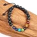 Adjustable 7 Chakra Healing Diffuser Bracelet with Real Stones and Volcanic Lava, Mala Meditation Bracelet - Men's and Women's Religious Jewelry - Wrap, Stretch, Charm Bracelets