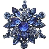 YOQUCOL Vintage Austrian Crystal Rhinestone Flower Shape Brooch Pin for Women