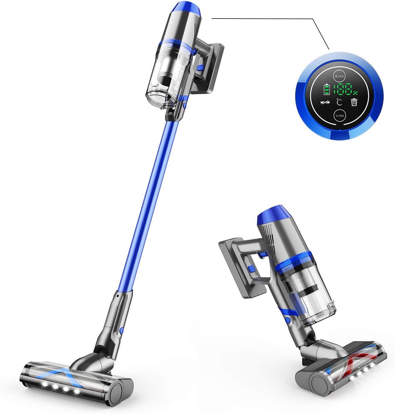 ONSON Cordless Vacuum, Stick Vacuum Cleaner with 20Kpa Super Suction, 80000 RPM High-Speed Brushless Motor, 4 in 1 Pro Lightweight Handheld Vacuum Cleaner for Hardwood Floor Carpet Pet Hair