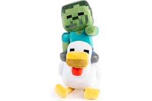Jay Franco Minecraft Plush Pillow Buddy - Soft Plushie Stuffed Pillow, 20 Inches, Gray - Chicken Jockey