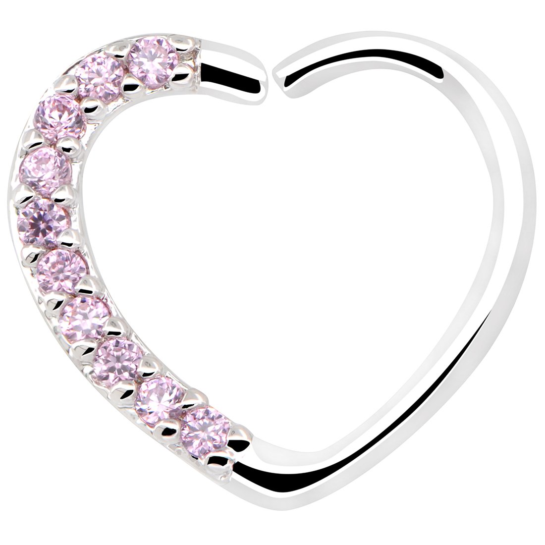 OUFER 16G Love Heart Daith Earring Right Closure Daith Piercing Jewellery Silver Pink CZ Helix Hoop Cartilage Tragus Ring Body Jewelry for Women Gifts(18K White Gold Plated)