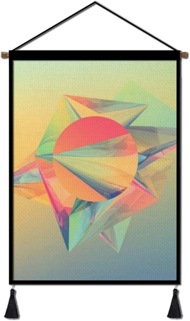 BUN Hanging Poster Wall Art Decor, Geometry Diamond Linen Canvas Prints Artwork Home Decoration for Living Room Bedroom Business Office, Ready to Hang, 18 X 26 Inch