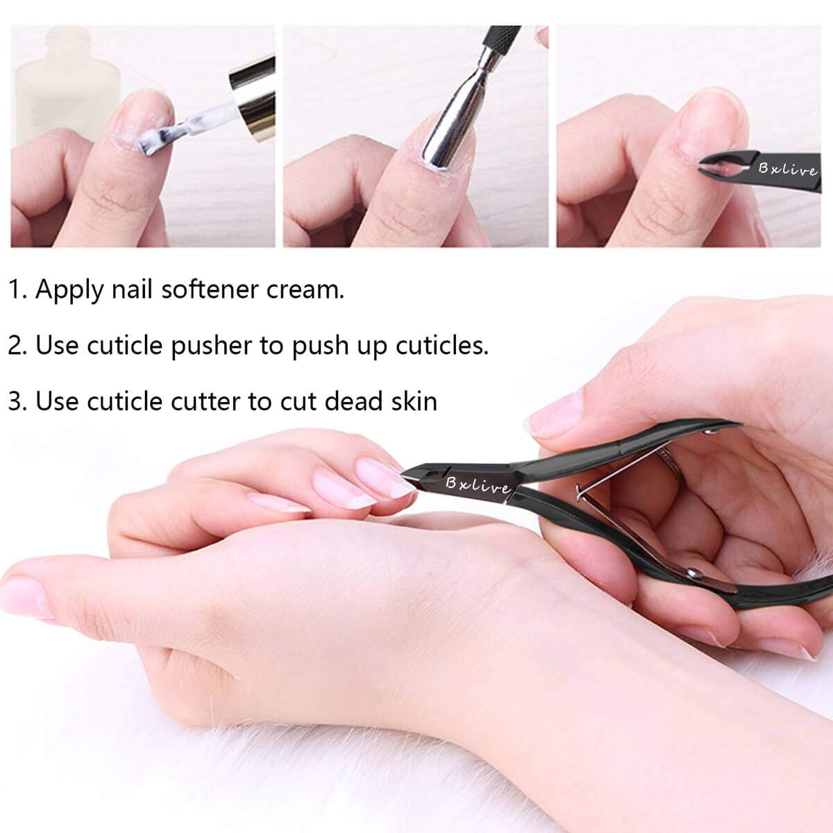 Cuticle Pusher and Cutter, Cuticle Trimmer with Cuticle Pusher, Nippers Nail Cuticle Pusher Set Stainless Steel, Cuticle Nippers Cutter, Nail Cuticle Trimmer, Manicure Tools Kit - Double Spring: Beauty