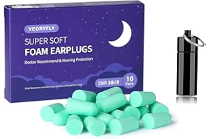 10 Pairs Soft Foam Ear Plugs for Sleeping, 38dB SNR Reusable Sleep Ear Plugs with Travel Case, Noise Reduction Earplugs for S