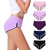 CAILECOTTON Womens Underwear Cotton High Waisted Underwear for Women Brief Soft Stretch Breathable Everyday Hipster 5ps