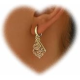 Eviarli Boho Crystal Square Earrings Rhinestone Square Dangle Earrings Square Huggie Hoop Earrings Sparkly Geometric Earrings Jewelry for Women