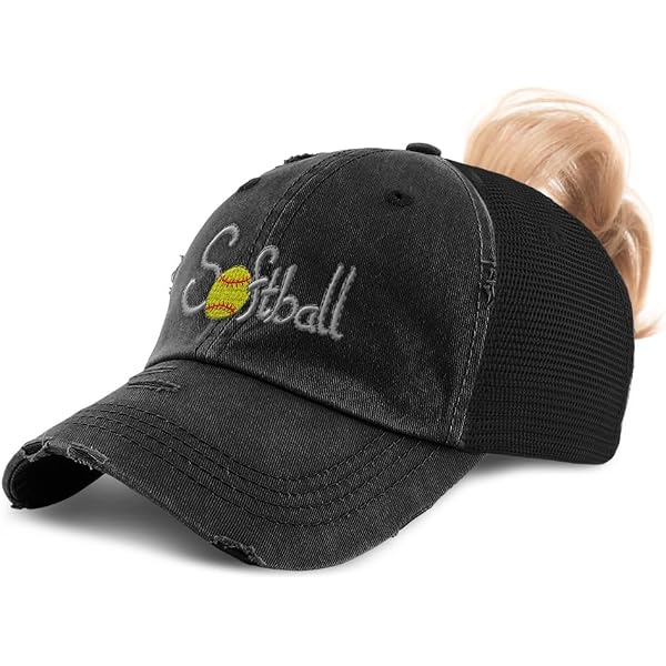 Speedy Pros Women's Ponytail Cap - 'Faith' Embroidered, Distressed Trucker Hat, Cotton/Poly, Adjustable Strap