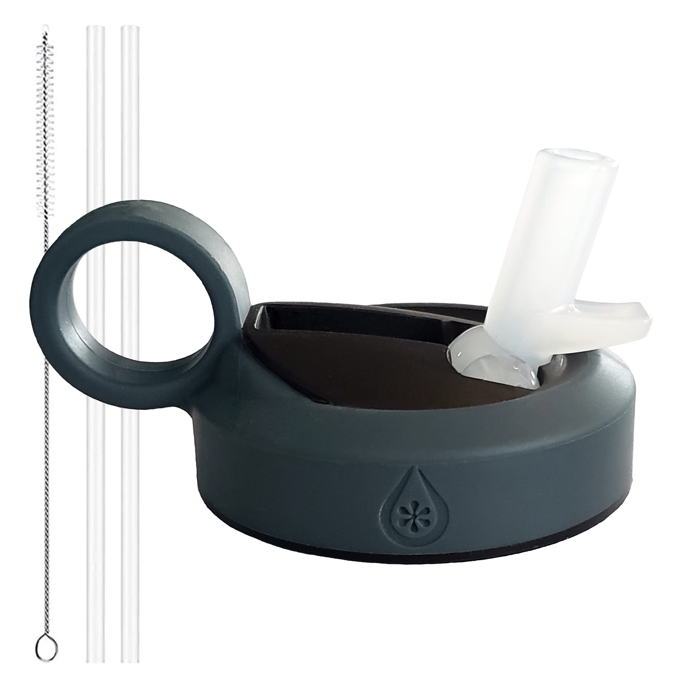 Photo 1 of Paravalve High Performance Straw Lid for wide mouth water bottles, Leak-Proof, Smart-Vent, Insulated, Soft Touch Ring Handle, BPA Free