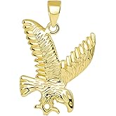 14k Solid Yellow Gold Soaring American Eagle Animal Pendant