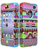 BasTexWireless Bastex Hybrid Case for Apple Iphone 4, 4s, 4g - Colorful Bright Tie Dye Silicone / Aztec Tribal Hard