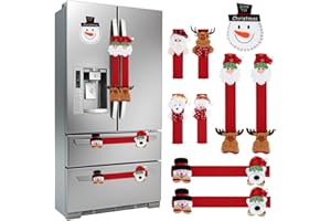 WJIANG 9 Pieces Christmas Refrigerator Handle Covers, Fridge Handle Covers Door Handle Covers Santa Christmas Fridge Decorations Kitchen Appliance Xmas Decor with Snowman Countdown Sticker