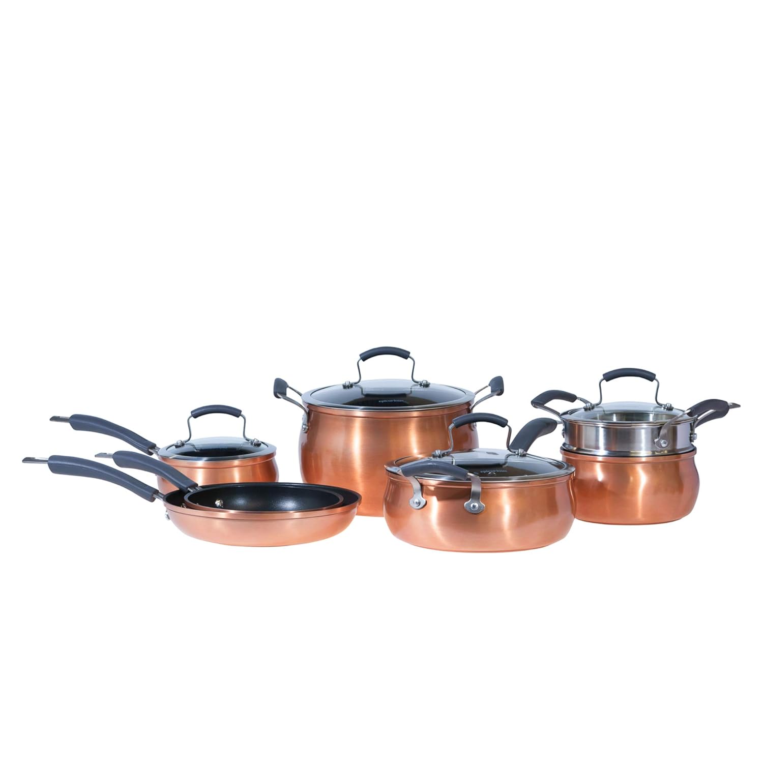 Epicurious Aluminum Nonstick 11-Piece Cookware Set in Copper