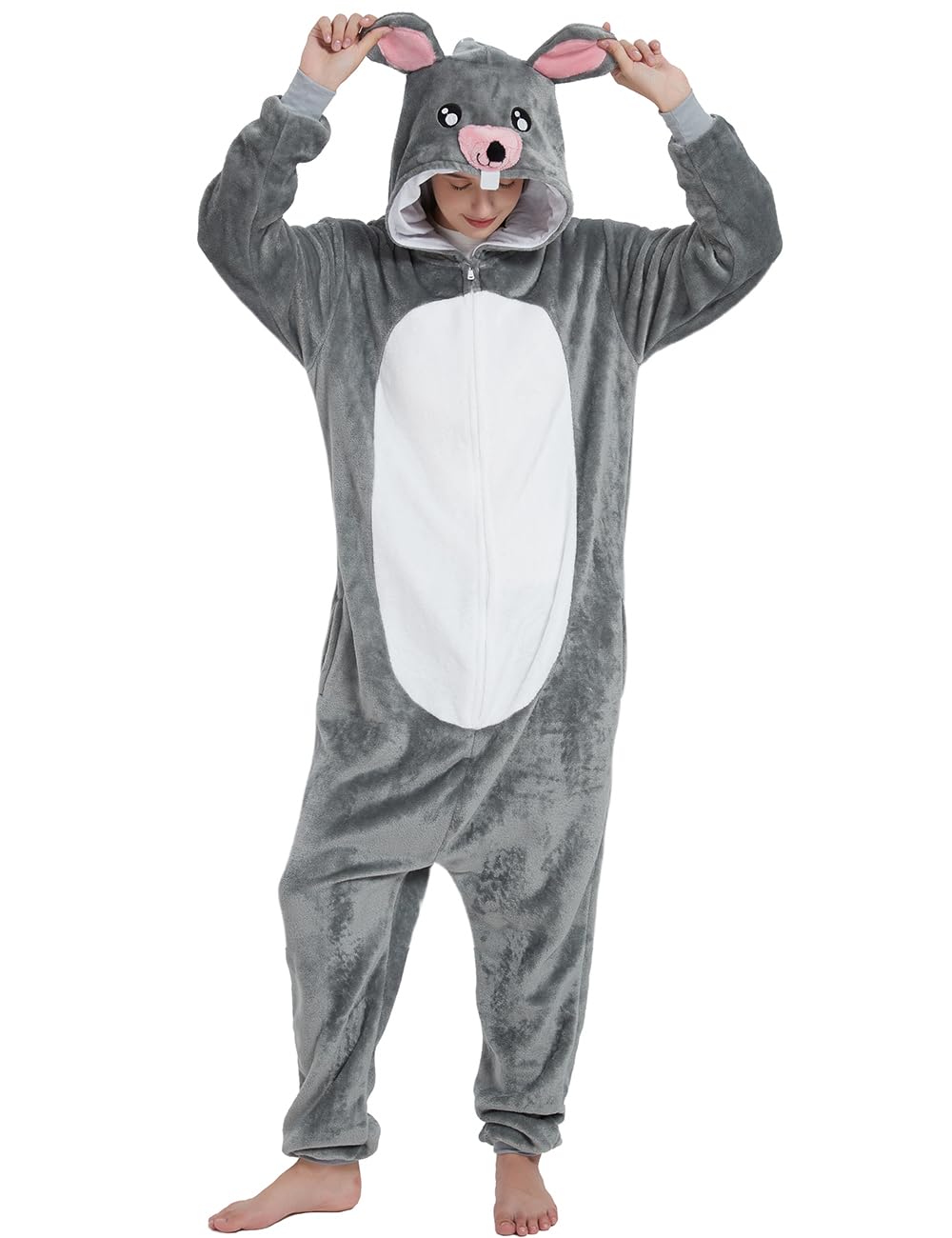 Photo 1 of ABENCA Mouse Onesie Adult Animal Costume Women Pajamas One Piece Sleepwear Cospaly Halloween Christmas.Grey.S