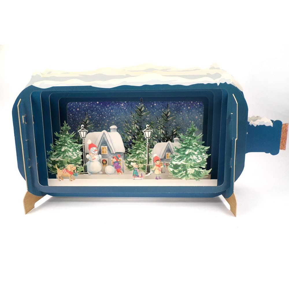 Alljoy Design Message in A Bottle Winter Fun Pop Up Christmas Greeting Card by Alljoy Cards XMIB034 XMIB034