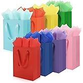 Epoesch 8 Pack Medium Gift Bags With Handles and 16 Tissue Paper, 8" X 5" X 10" Paper Bags Bulk for Birthday Party, Baby Shower, Wedding Favors, Valentine's Day & Easter (8 Colors, 1 Count (Pack of 8) )