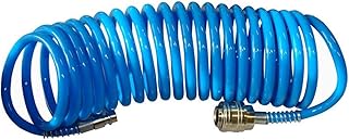 Güde 41400 SB Druckluft Spiralschlauch 5 M (mit Schnellkupplung und Stecknippel, Knickschutz, Schlauchmaterial aus PU)