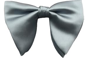 Lovacely Mens Oversized Satin Silk Bow Tie Solid Color Formal Tuxedo Big Bowtie