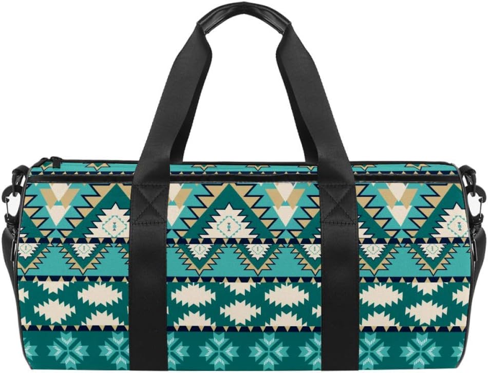 Anna Cowper Aztecs Green Duffel Shoulder Carry Bag Canvas