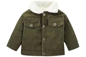 Noubeau Baby Boys Girls Corduroy Jacket Kids Toddler Sherpa Lined Top Lapel Button Down Thicked Warm Coat Winter Outerwear