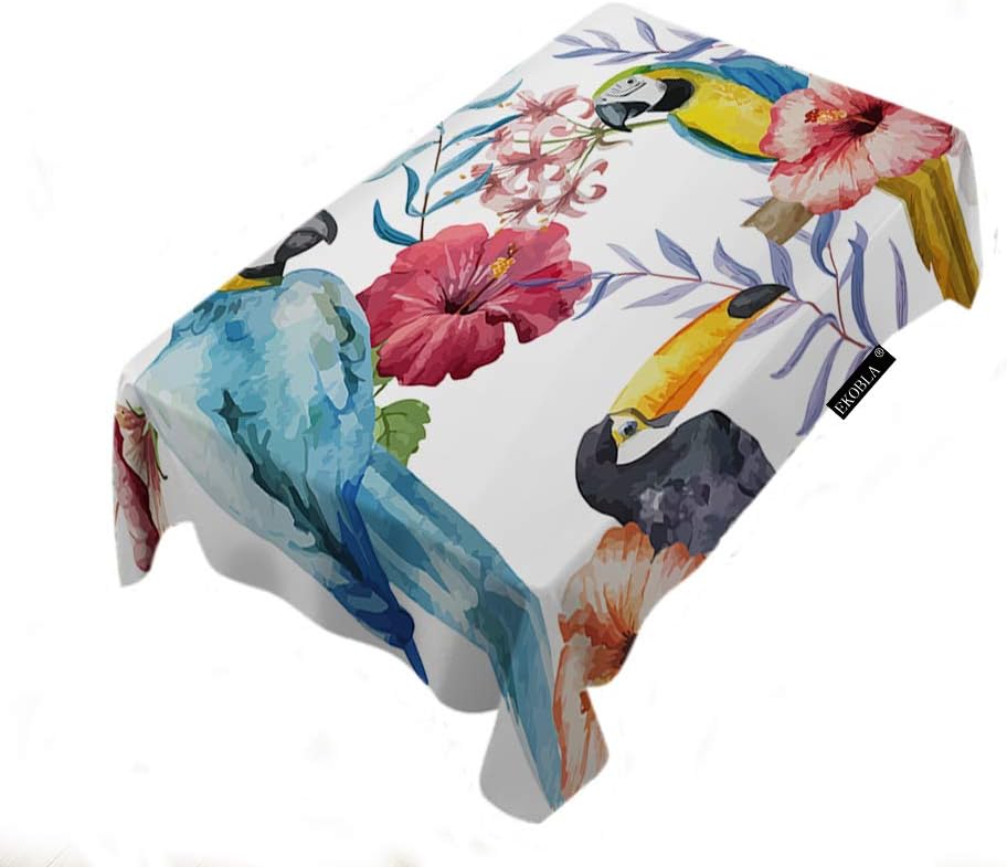 EKOBLA Tablecloth Bird Watercolor Flower Print Animal