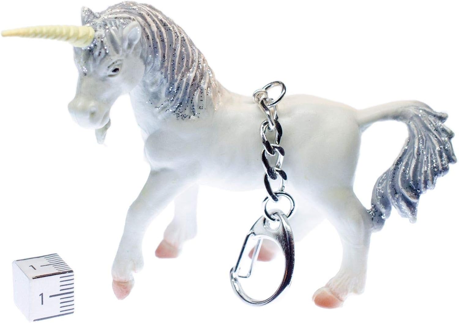 Miniblings Unicorn Key Ring Chain Horse Pony Fairy Tale Animal White Glitter, 10.5 cm - Image 3