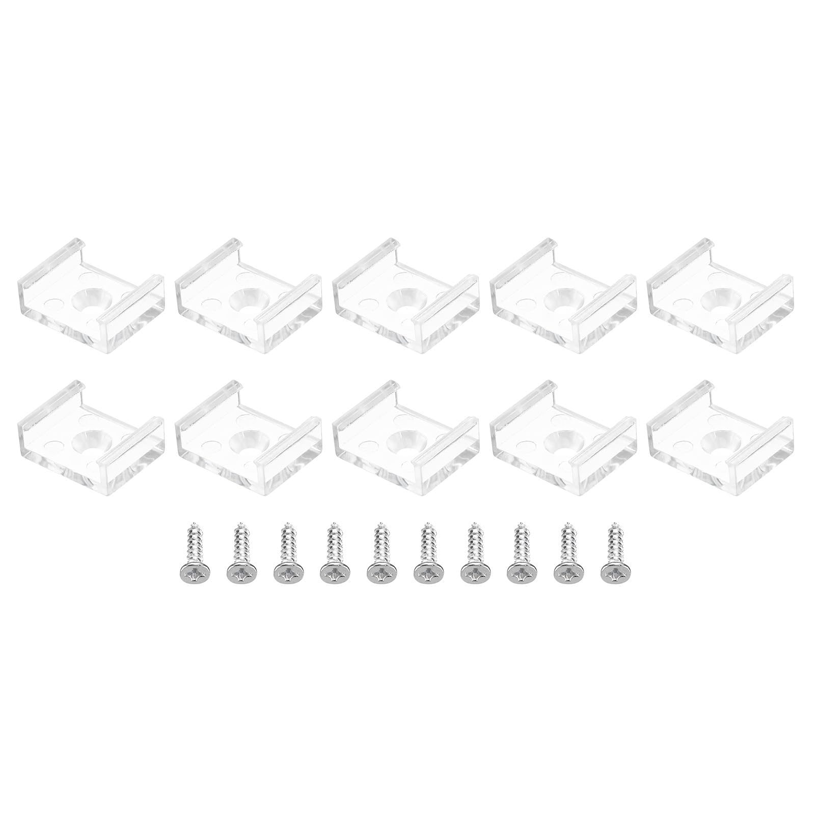 TOP-VIGOR 40Pcs LED Strip Light Clips, Waterproof Mounting Bracket Fixing Clips Plastic Clamp Holders with Screws, Lights Install Fixing Clips Clamp for 19-20.4mm Light Cable Ribbon, Translucent