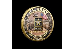 FASMESK U.S. Army 250th Anniversary Commemorative Gold-Plated Challenge Coin, Double-Sided High Relief Military Collectible for Veterans, 1775-2025 (Type A)