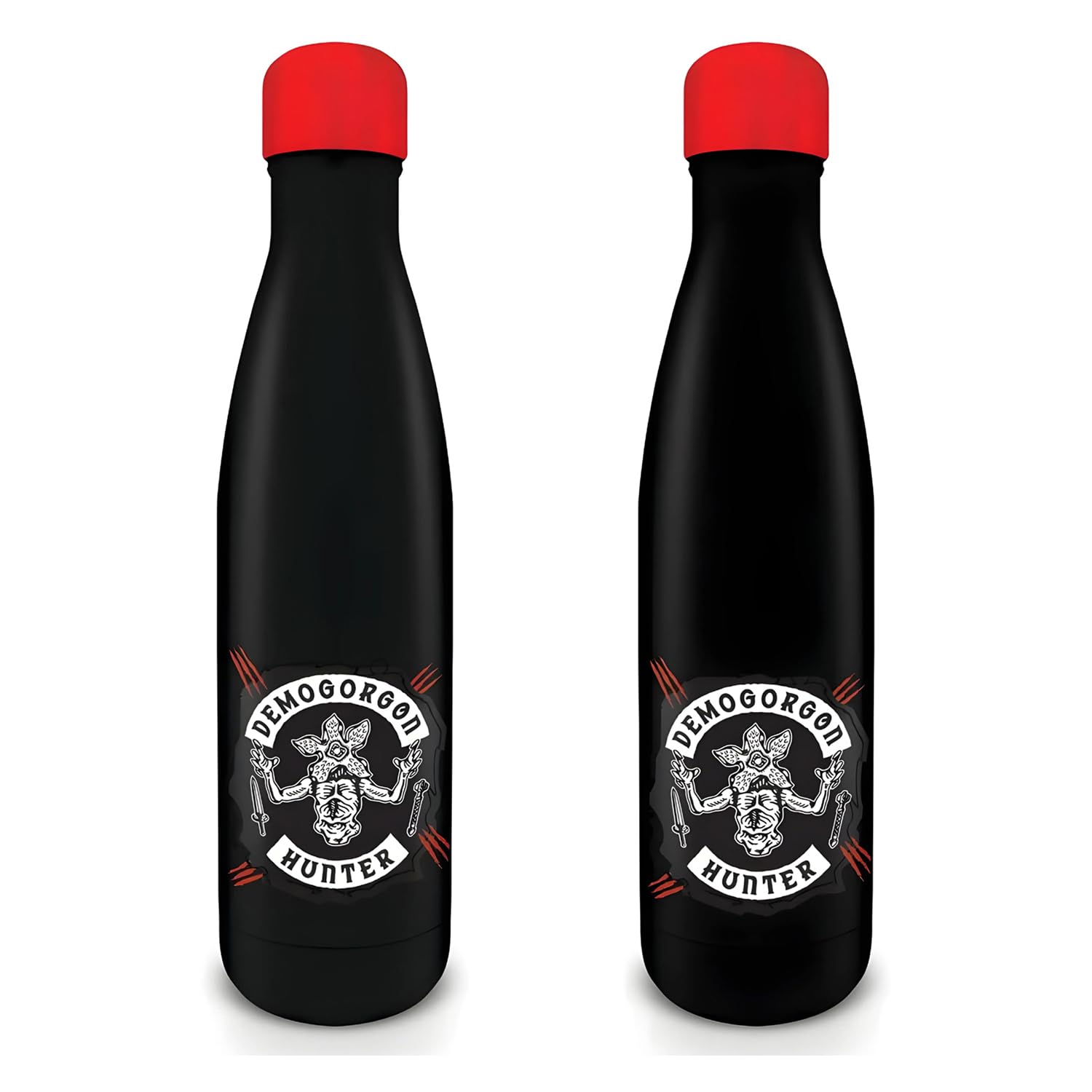 Pyramid International Stranger Things Water Bottle Metal (Demogorgon Hunter Design) 540ml, Metal Water Bottle & Drink Bottle - Official Stranger Things Merchandise, Black