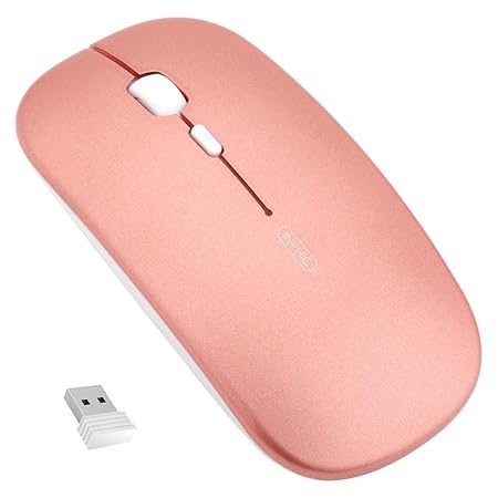 inphic Wiederaufladbare Kabellose Maus, Mute Silent Click Mini Geräuschlose optische Mäuse, Ultra Thin 1600 DPI für Notebook,