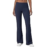 Womens Casual High Waist Flare Lounge Pants Stretchy Modal Bootcut Workout Trousers with Pockets Navy