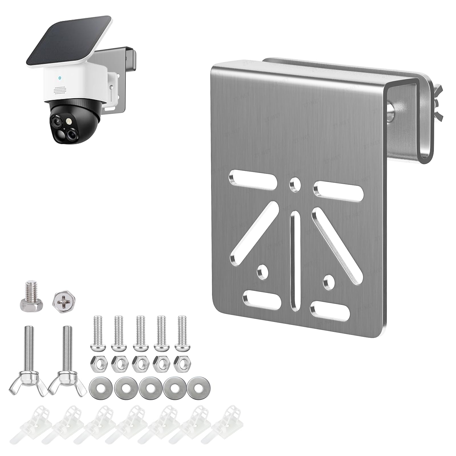 ZT-NET Gutter Mount Bracket for Eufy Security SoloCam S340, Stainless Steel with Anti-Rust Screws, No-Drill Installation, Compatible with IP PTZ Dome Cameras