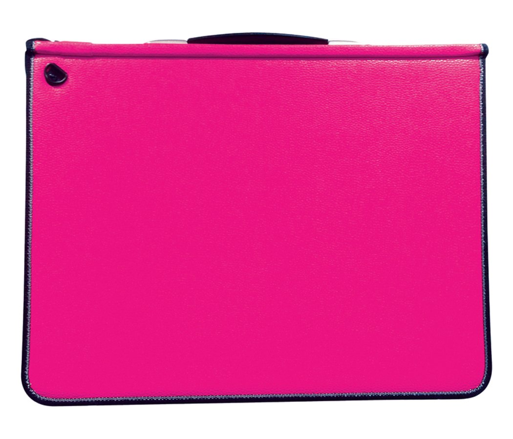 A4 Pink Padded Professional Leather-Look Ringed Portfolio – Stylish & Durable Presentation Case with Zip Closure & Binder Rings for Documents & Artwork