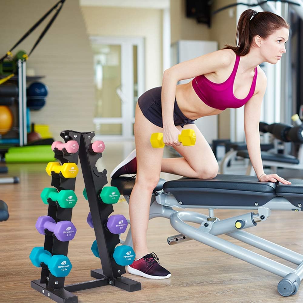 Fitness Alley Steel Dumbbell Rack - 5 Tier Weight Holder & 5 Tier Weight Rack Dumbbell Stand - Dumbbell Holder - Dumbbell Rack Stand - Weight Racks for Dumbbells : Sports & Outdoors