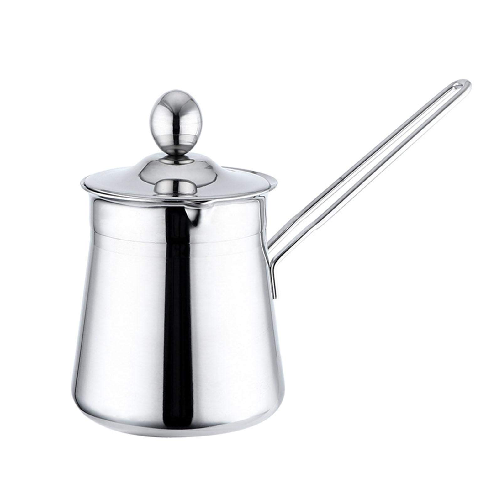 Coffee Milk Pot,Stainless Steel Coffee Pot with Long Handle,Multifunctional Turkish Coffee Pot for Turkish Coffee,Foaming Milk, Warming Sauce,Fit for All Kitchen Hobs