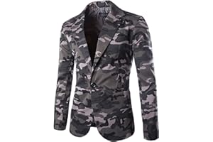 Maiyifu-GJ Men's Camouflage Slim Fit Suit Jackets Lightweight Stylish Printed One Button Blazer Casual Dinner Sports Coat