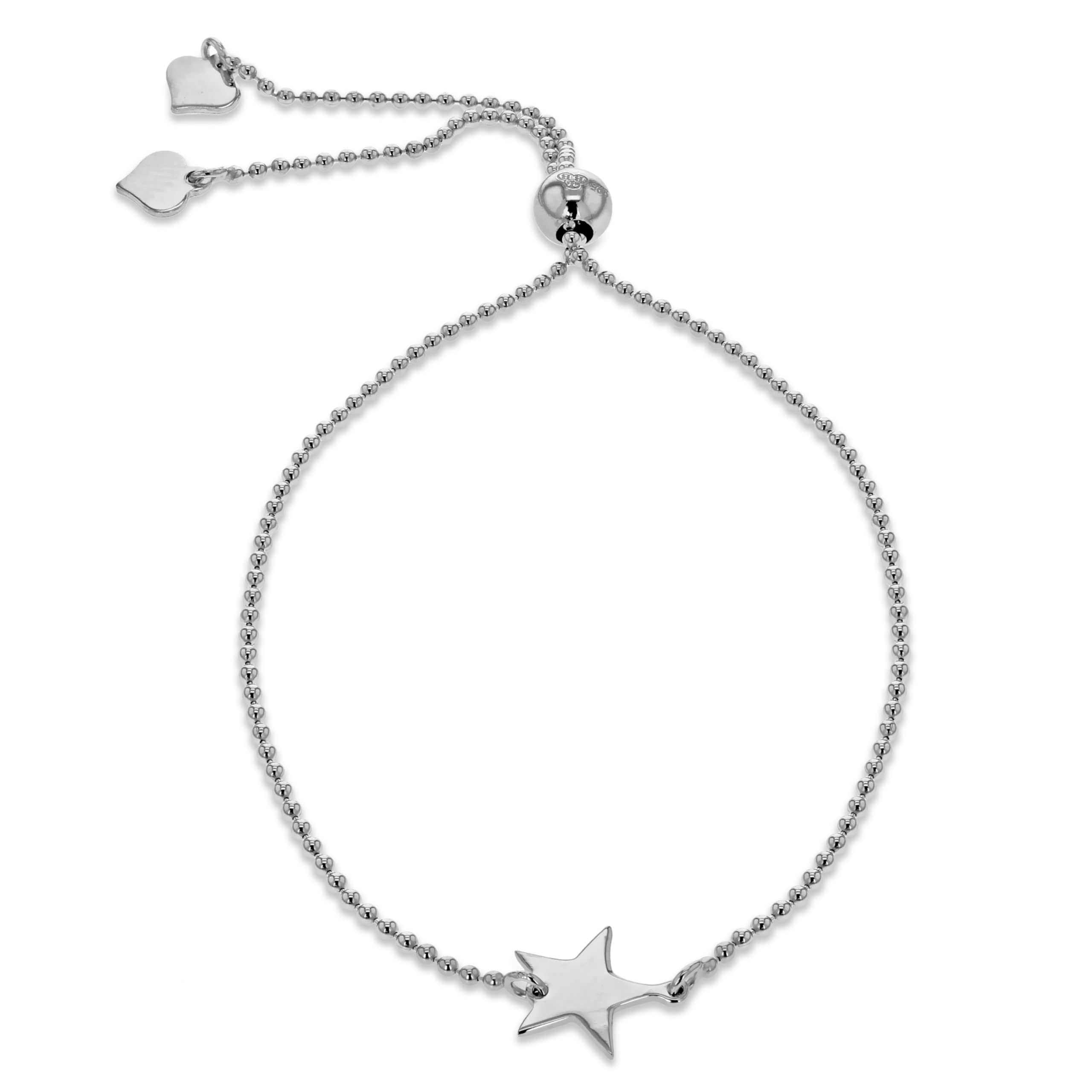 Tuscany Silver Women's Sterling Silver Rhodium Plated Star Sliding Adjustable Bracelet