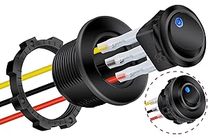 DaierTek Round Rocker Switch Shell 12V Lighted 3 Pin with Blue LED 12 Volt DC Rocker Toggle Switch for Automotive Car Truck O