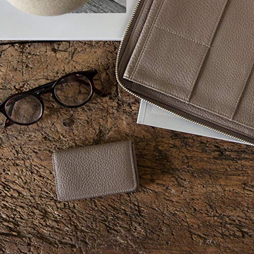 Business Card Case - Full Grain Leather Leather - Taupe (Beige)