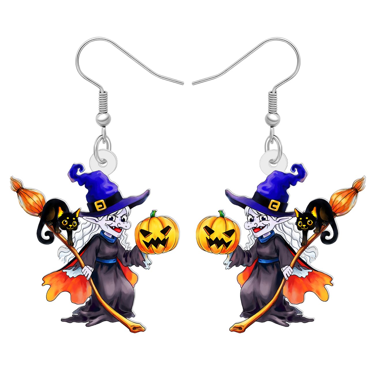 YAYAKO Acrylic Halloween Novelty Witch Earrings Dangle Quirky Cute Jewelry Festival Accessories Witchy Gifts for Women (Multi)