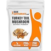 BulkSupplements.com Turkey Tail Mushroom Extract Powder - Coriolus Versicolor Extract, Mushroom Supplement - Vegan & Gluten Free, 1g per Serving, 250g (8.8 oz) (Pack of 1)