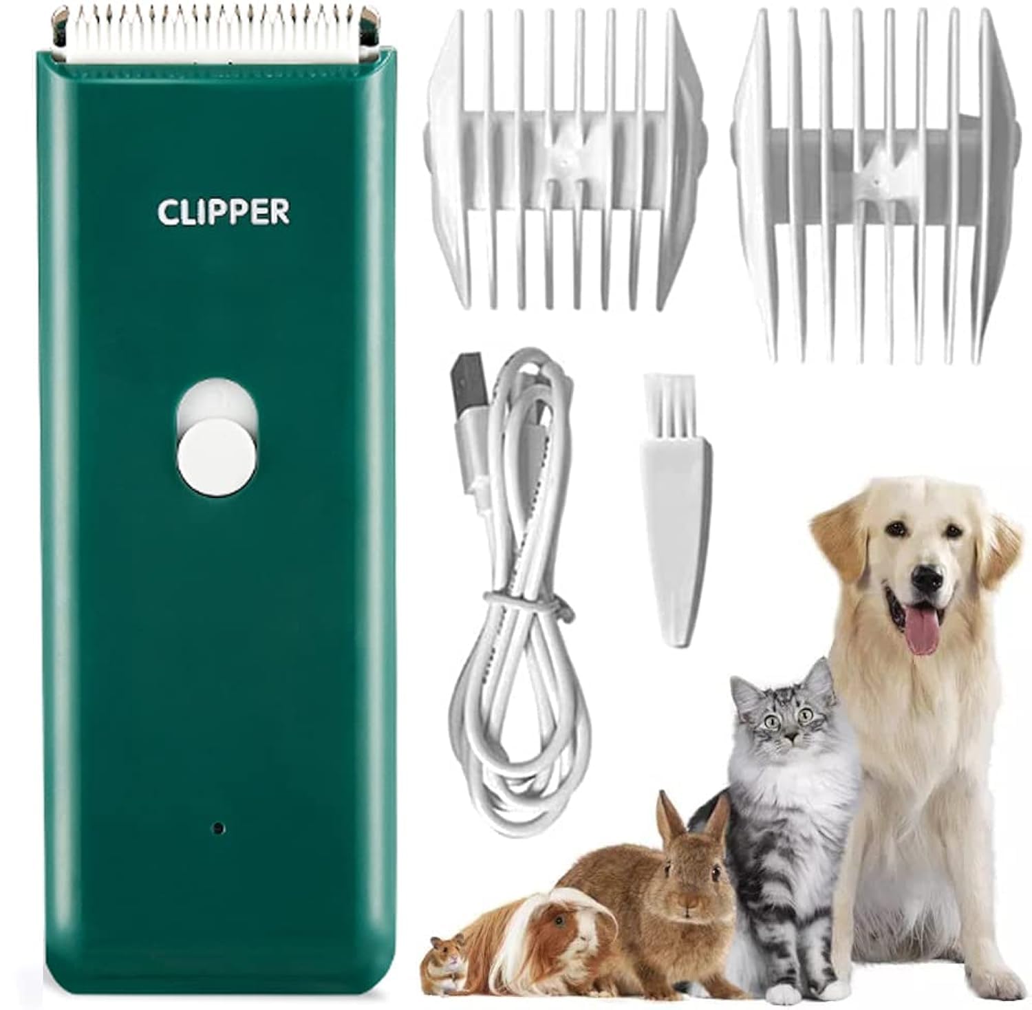 Favrison Dog Grooming Clippers Professional Dog Clippers with 2 Blades for Pet Hair Trimming, Rechargeable Cordless Pet Grooming Clippers for Dogs Cats Rabbits (Green)