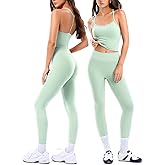 Matching Workout Sets for Women,Breathable Sport Bras & Seamless Leggings,2 Piece ActiveWear Outfits for Pilates/Gym/Athletic
