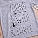Children Gray Young Wild Three Birthday Brother Twin Letter Print T-Shirts