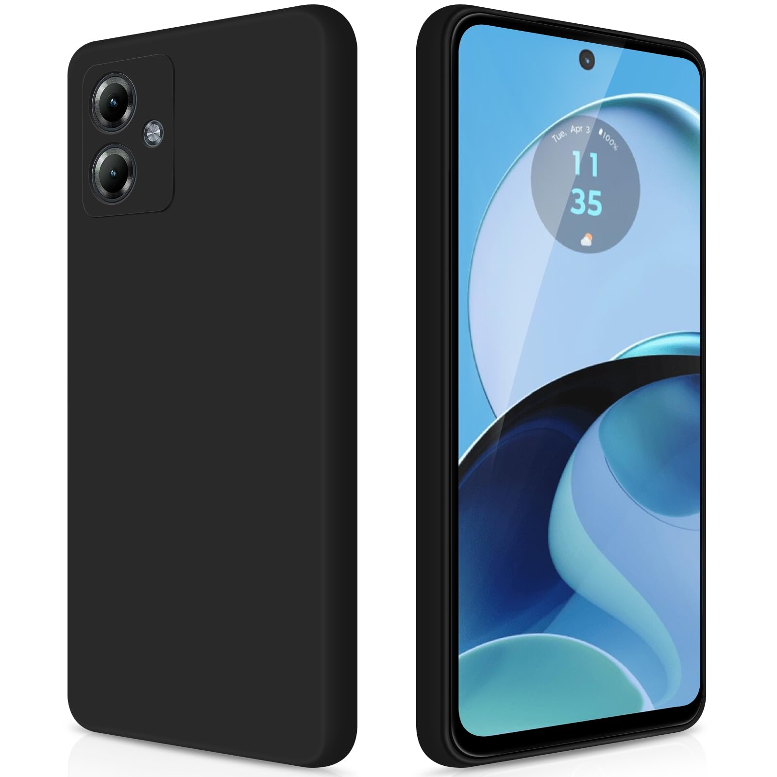 GiiYoon Case Compatible with Motorola Moto G14, Silky-Soft Touch Full-Body Protective Phone Silicone Case, Shockproof Cover with Microfiber Lining, Black — image 1