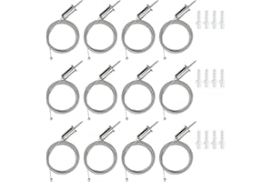 CEZELUX 12 Sets Hexagon Garage Light Suspension Cables Kit Steel Hanging Chains 6.5ft, Hex Honeycomb Light Connectors Pendant Light Wire Rope Cable Heavy Duty Chandelier Wire Adjustable (2m 12pcs)