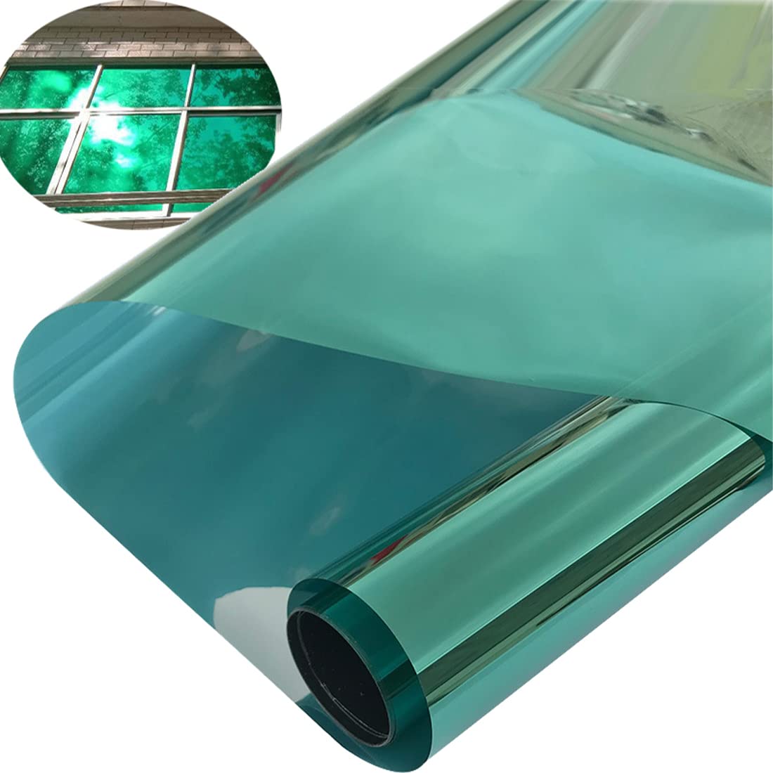 【3つの実験検証】窓用フィルム 目隠しシート 断熱 遮光 UVカット 海 バルコニー 浴室窓用フィルム 外から見えない グラデーション ブラインド おしゃれ マジックミラー サンフィルム 建築用膜 ガラス飛散防止シート ガラス防爆フィルム 日よけ 防犯フィルム (グリーン 80*200cm) の商品画像
