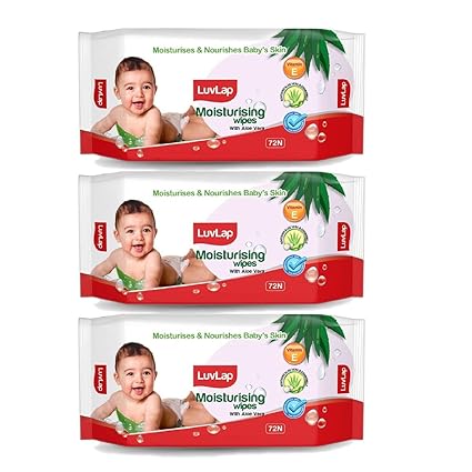 LuvLap Baby Moisturising Wipes with Aloe Vera, 72 Wipes/Pack, Pack of 3 Combo